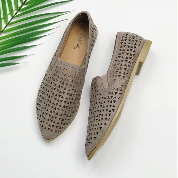 Taupe Faux Suede Flats - Picture 5 of 5